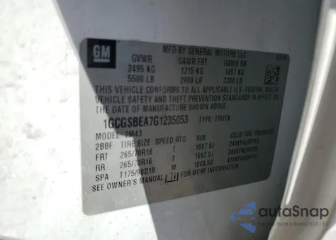 2016 Chevrolet Colorado из США, поврежденный, VIN 1GCGSBEA7G1235053